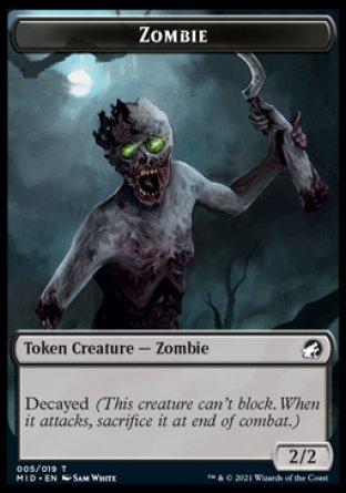 Zombie (005) // Beast (008) Double-sided Token [Innistrad: Midnight Hunt Tokens] | Amazing Games TCG