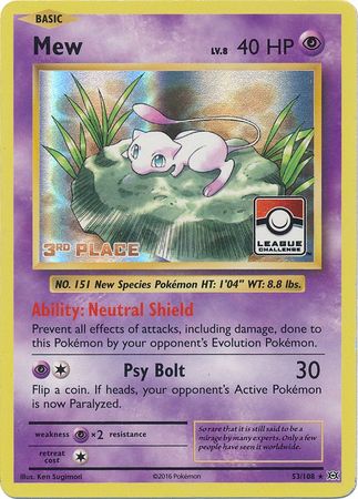 Mew (53/108) (League Promo 3rd Place) [XY: Evolutions] | Amazing Games TCG