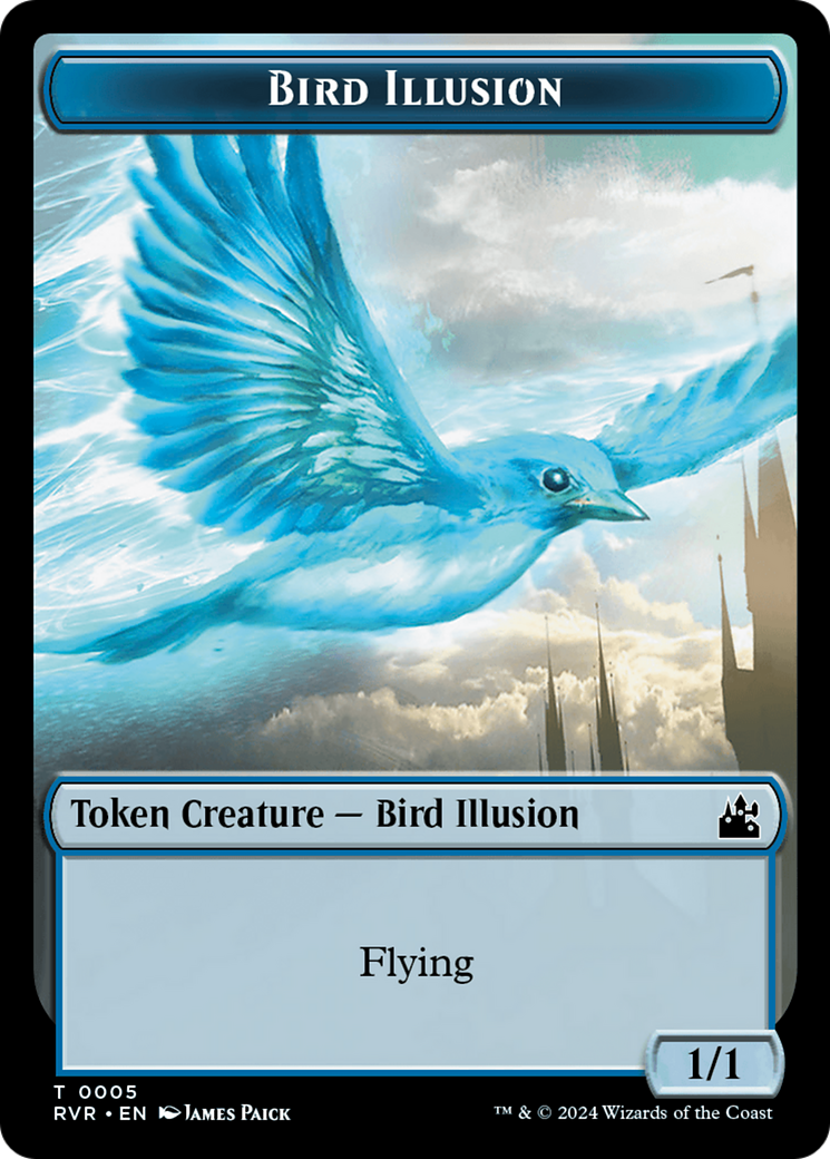 Elf Knight // Bird Illusion Double-Sided Token [Ravnica Remastered Tokens] | Amazing Games TCG