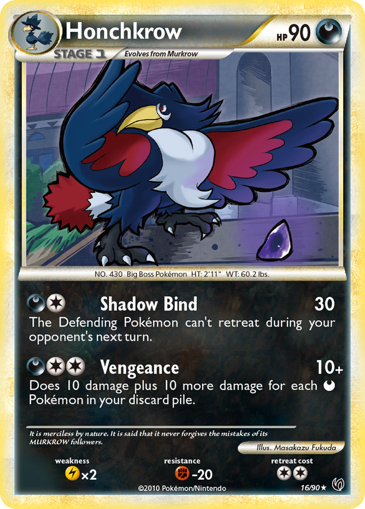 Honchkrow (16/90) [HeartGold & SoulSilver: Undaunted] | Amazing Games TCG