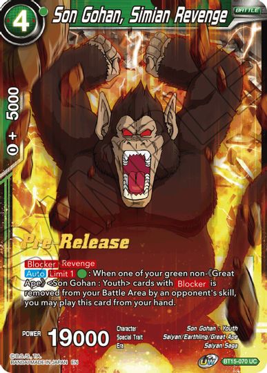 Son Gohan, Simian Revenge (BT15-070) [Saiyan Showdown Prerelease Promos] | Amazing Games TCG