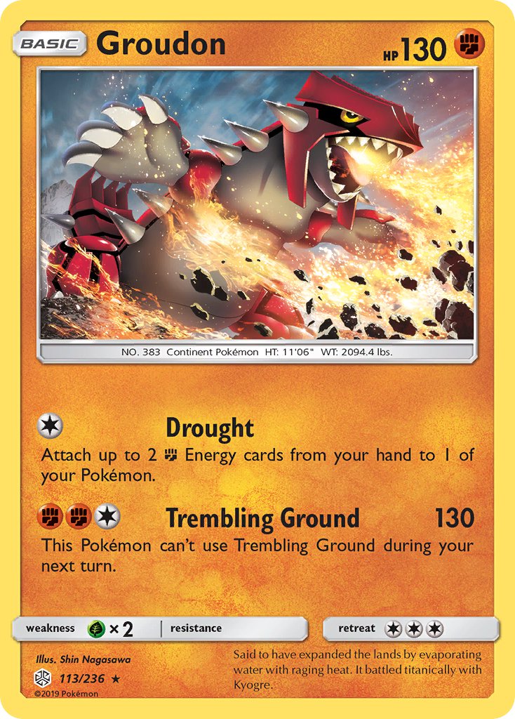 Groudon (113/236) (Cracked Ice Holo) (Theme Deck Exclusive) [Sun & Moon: Cosmic Eclipse] | Amazing Games TCG