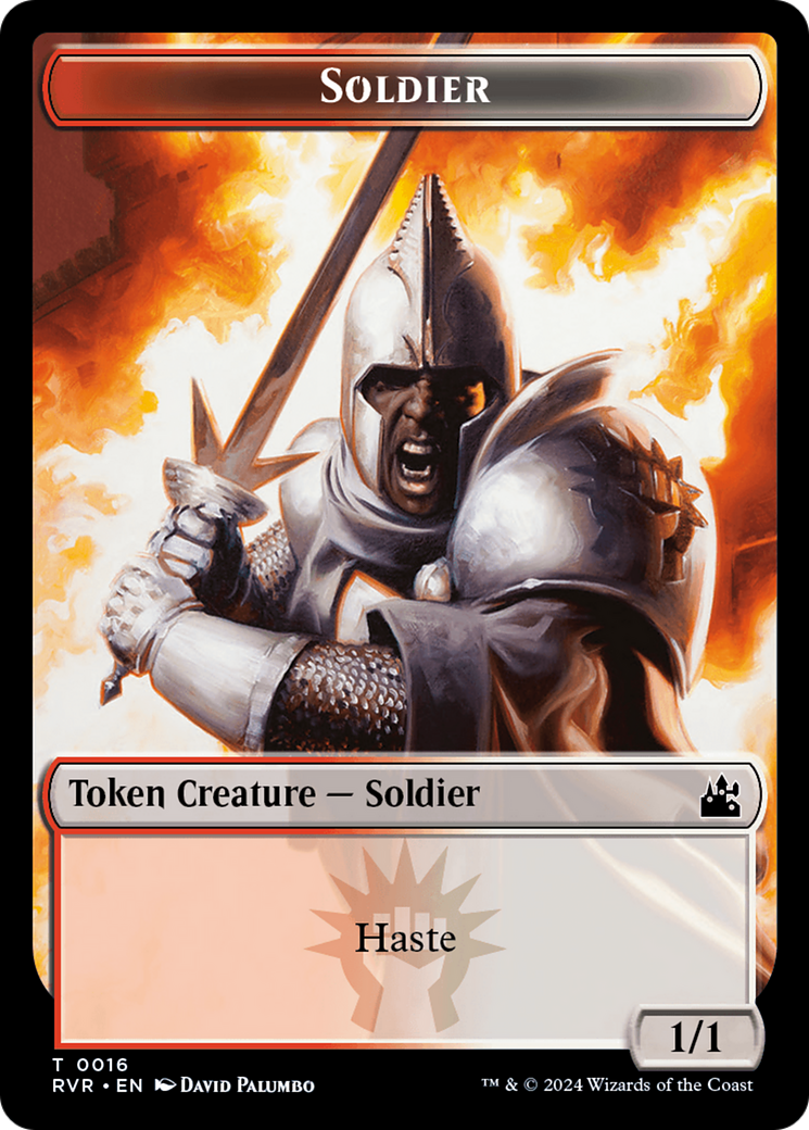 Elf Knight // Soldier Double-Sided Token [Ravnica Remastered Tokens] | Amazing Games TCG