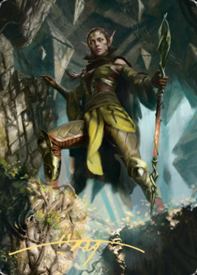 Nissa of Shadowed Boughs 1 Art Card (Gold-Stamped Signature) [Zendikar Rising Art Series] | Amazing Games TCG