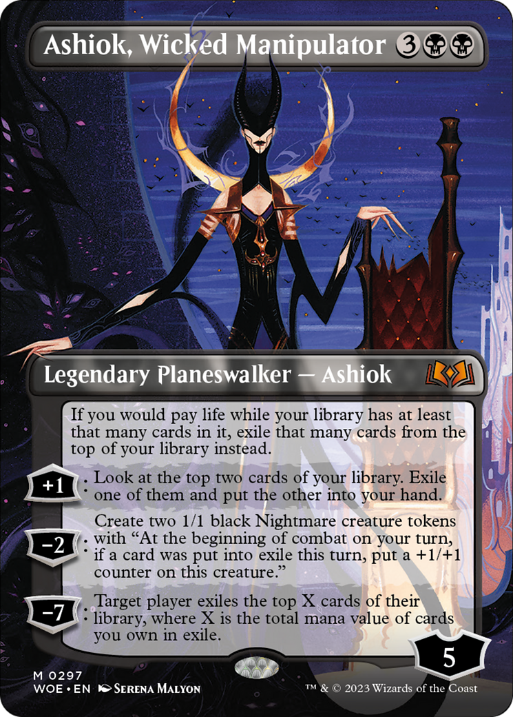 Ashiok, Wicked Manipulator (Borderless Alternate Art) [Wilds of Eldraine] | Amazing Games TCG