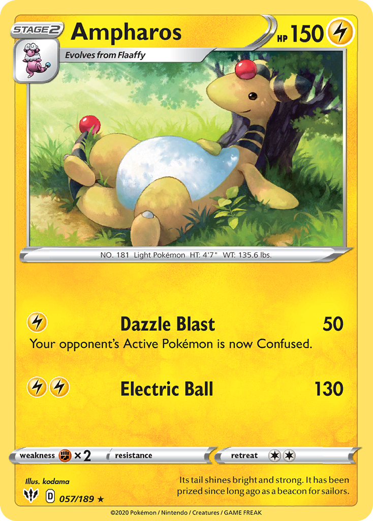 Ampharos (057/189) [Sword & Shield: Darkness Ablaze] | Amazing Games TCG