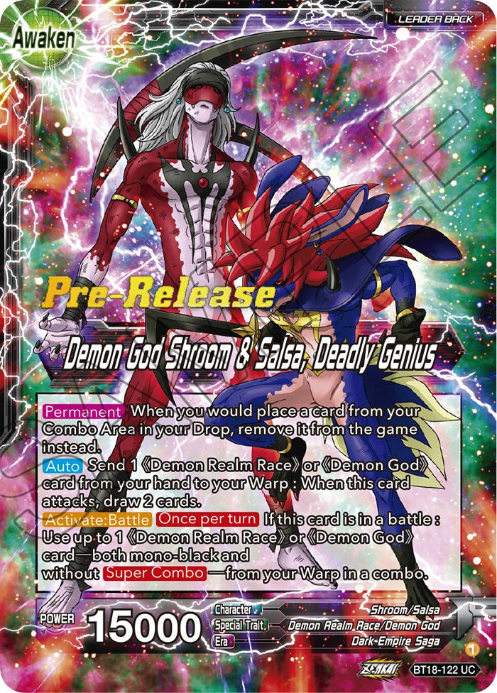 Shroom & Salsa // Demon God Shroom & Salsa, Deadly Genius (BT18-122) [Dawn of the Z-Legends Prerelease Promos] | Amazing Games TCG