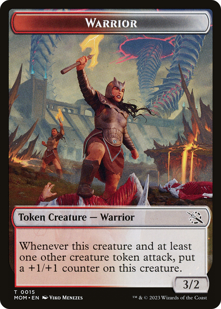 Warrior // Wrenn and Realmbreaker Emblem Double-Sided Token [March of the Machine Tokens] | Amazing Games TCG