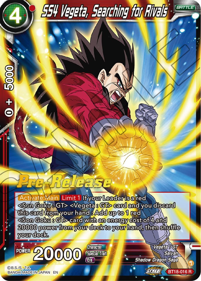 SS4 Vegeta, Searching for Rivals (BT18-016) [Dawn of the Z-Legends Prerelease Promos] | Amazing Games TCG