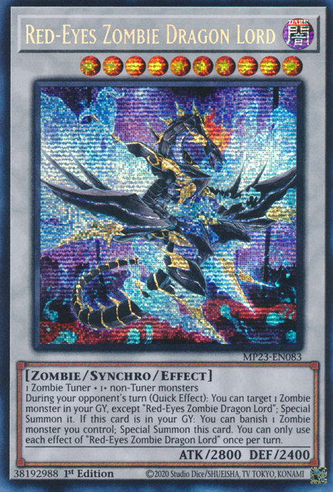 Red-Eyes Zombie Dragon Lord [MP23-EN083] Prismatic Secret Rare | Amazing Games TCG