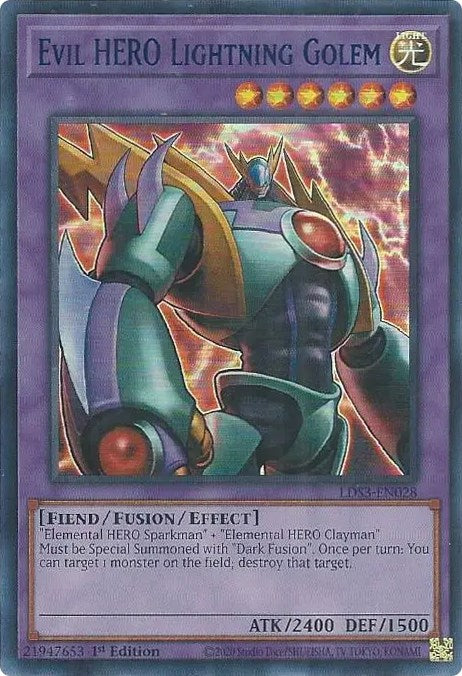 Evil HERO Lightning Golem (Blue) [LDS3-EN028] Ultra Rare | Amazing Games TCG