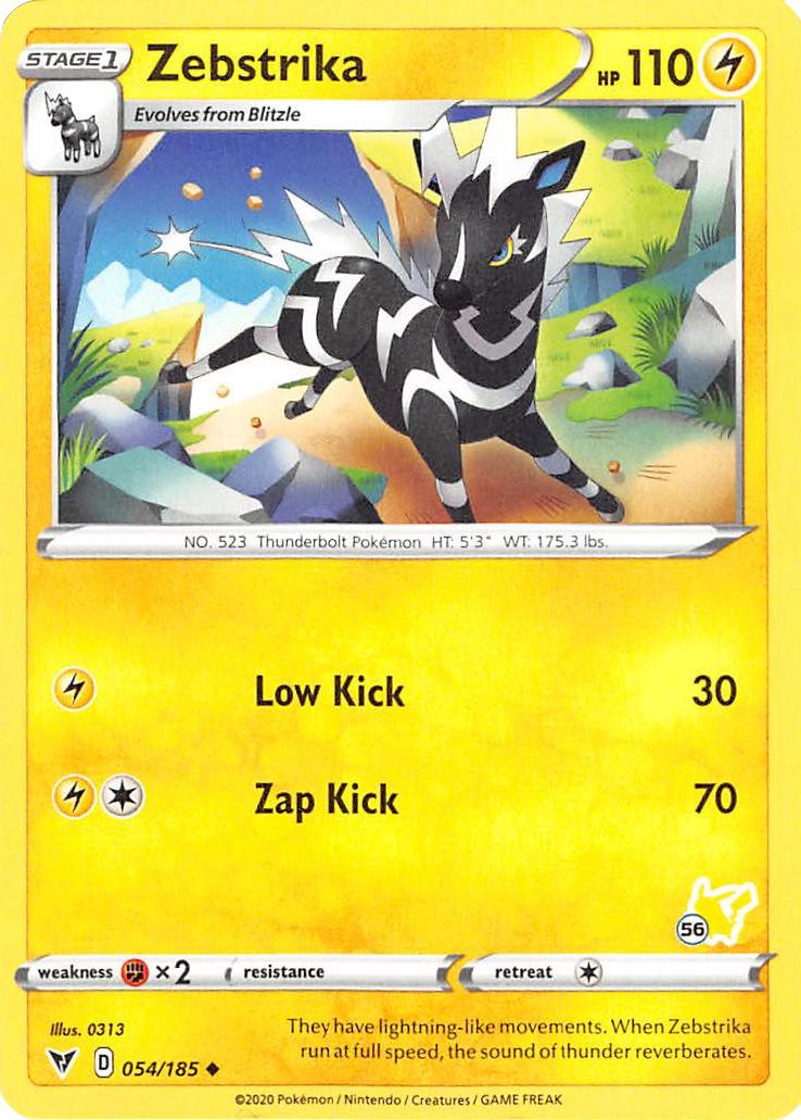 Zebstrika (054/185) (Pikachu Stamp #56) [Battle Academy 2022] | Amazing Games TCG