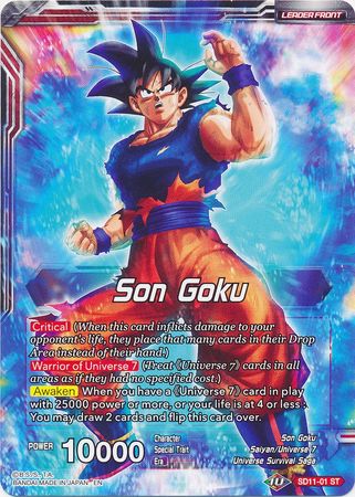 Son Goku // Ultra Instinct Son Goku, Hero of Universe 7 (Starter Deck Exclusive) (SD11-01) [Universal Onslaught] | Amazing Games TCG