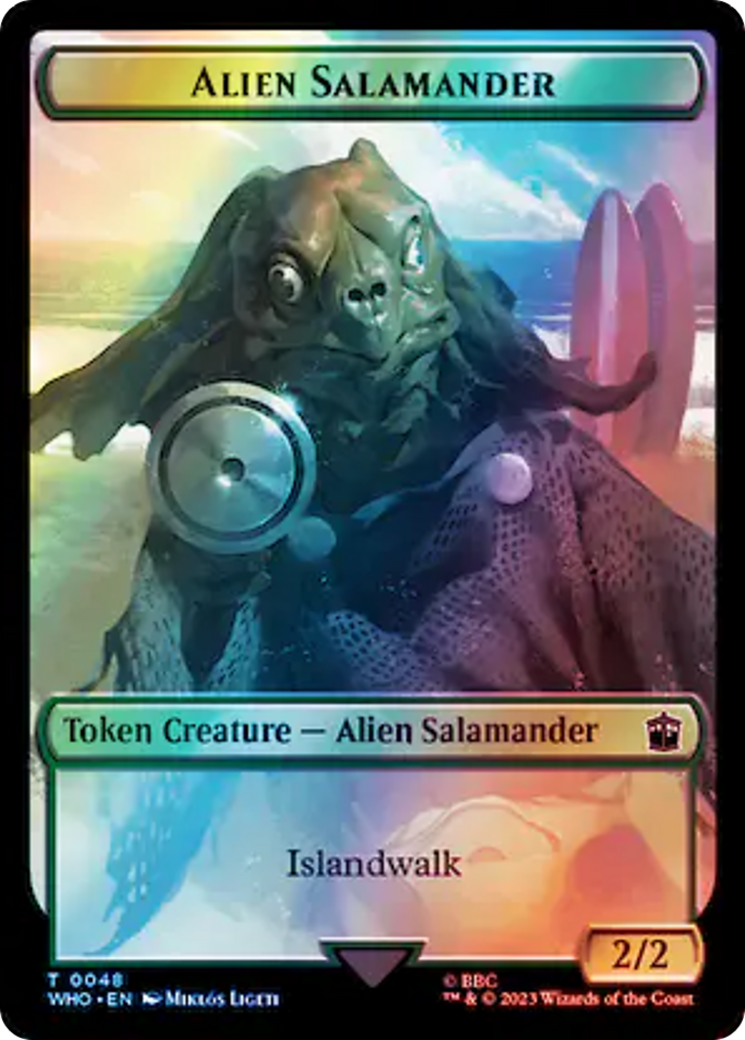 Dalek // Alien Salamander Double-Sided Token (Surge Foil) [Doctor Who Tokens] | Amazing Games TCG