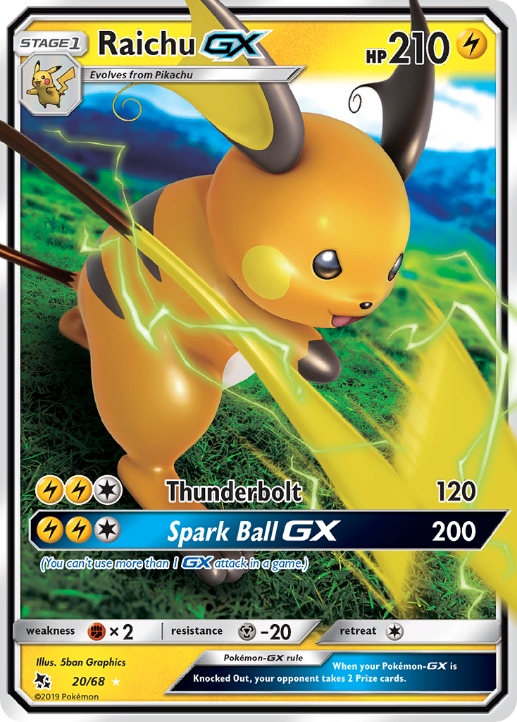 Raichu GX (20/68) [Sun & Moon: Hidden Fates] | Amazing Games TCG