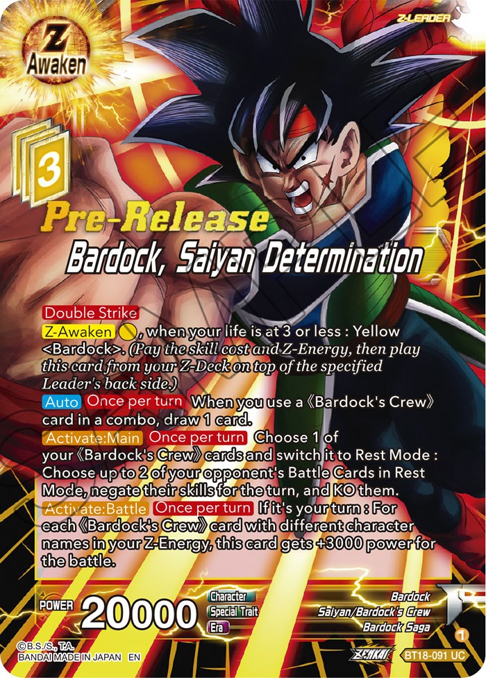Bardock, Saiyan Determination (BT18-091) [Dawn of the Z-Legends Prerelease Promos] | Amazing Games TCG