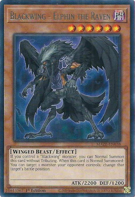 Blackwing - Elphin the Raven [MAZE-EN038] Rare | Amazing Games TCG