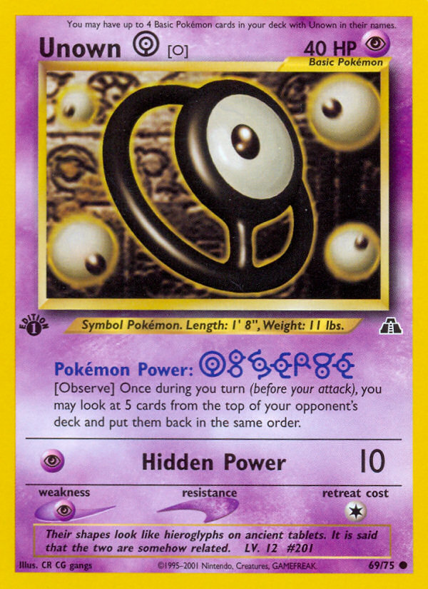 Unown [O] (69/75) [Neo Discovery 1st Edition] | Amazing Games TCG