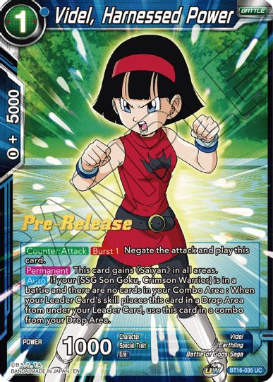 Videl, Harnessed Power (BT16-035) [Realm of the Gods Prerelease Promos] | Amazing Games TCG