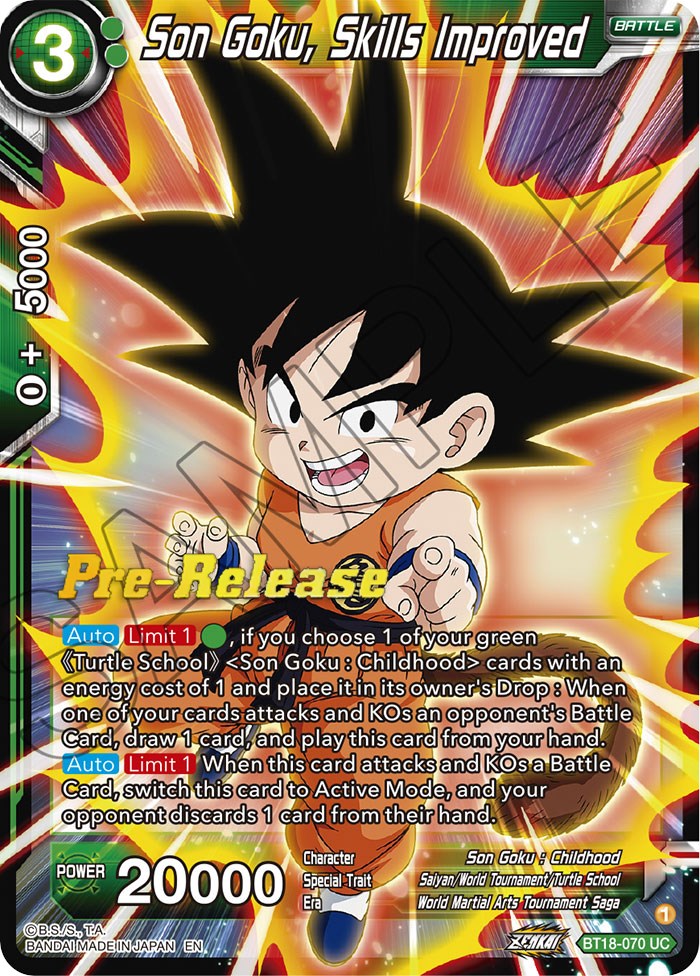 Son Goku, Skills Improved (BT18-070) [Dawn of the Z-Legends Prerelease Promos] | Amazing Games TCG