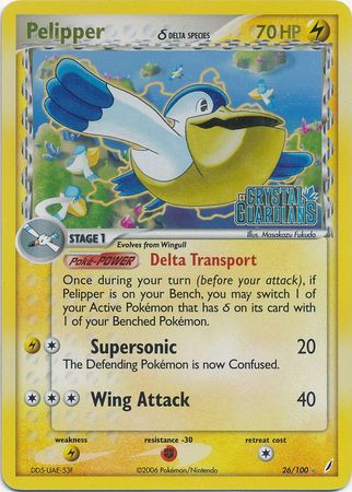 Pelipper (26/100) (Delta Species) (Stamped) [EX: Crystal Guardians] | Amazing Games TCG