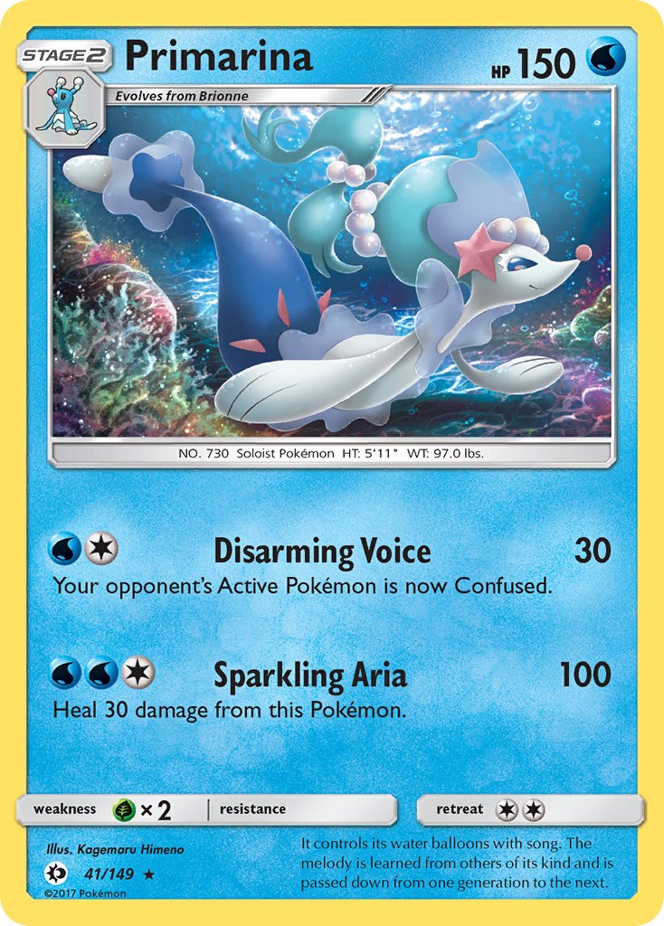 Primarina (41/149) (Theme Deck Exclusive) [Sun & Moon: Base Set] | Amazing Games TCG