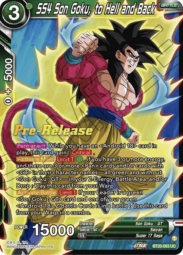 SS4 Son Goku, to Hell and Back (BT20-063) [Power Absorbed Prerelease Promos] | Amazing Games TCG