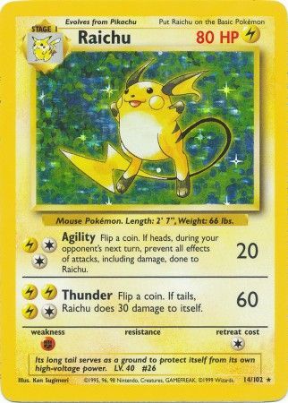 Raichu (14/102) [Base Set Unlimited] | Amazing Games TCG