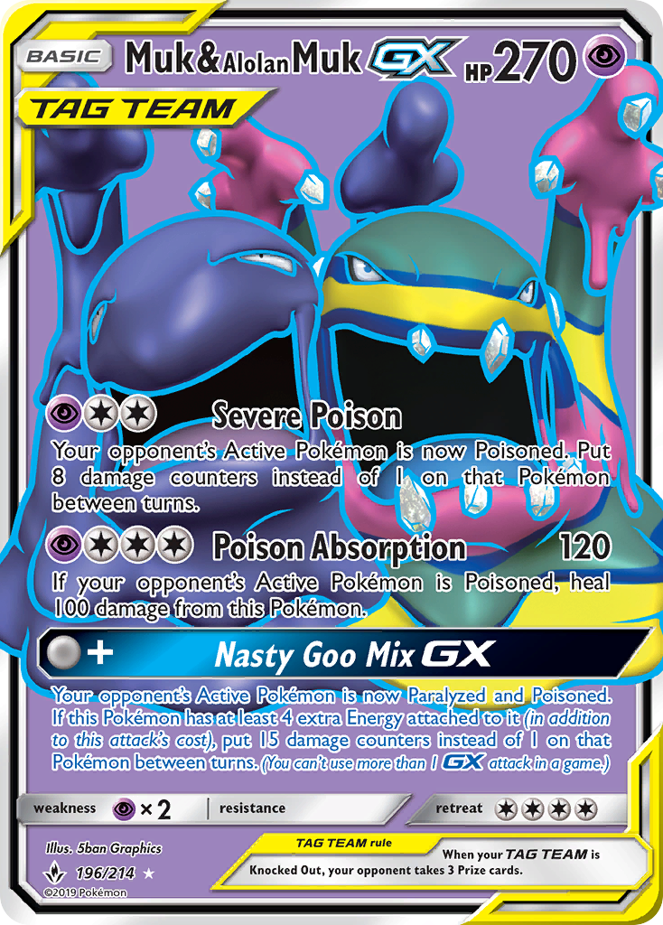 Muk & Alolan Muk GX (196/214) [Sun & Moon: Unbroken Bonds] | Amazing Games TCG