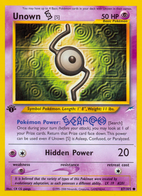 Unown [S] (87/105) [Neo Destiny 1st Edition] | Amazing Games TCG