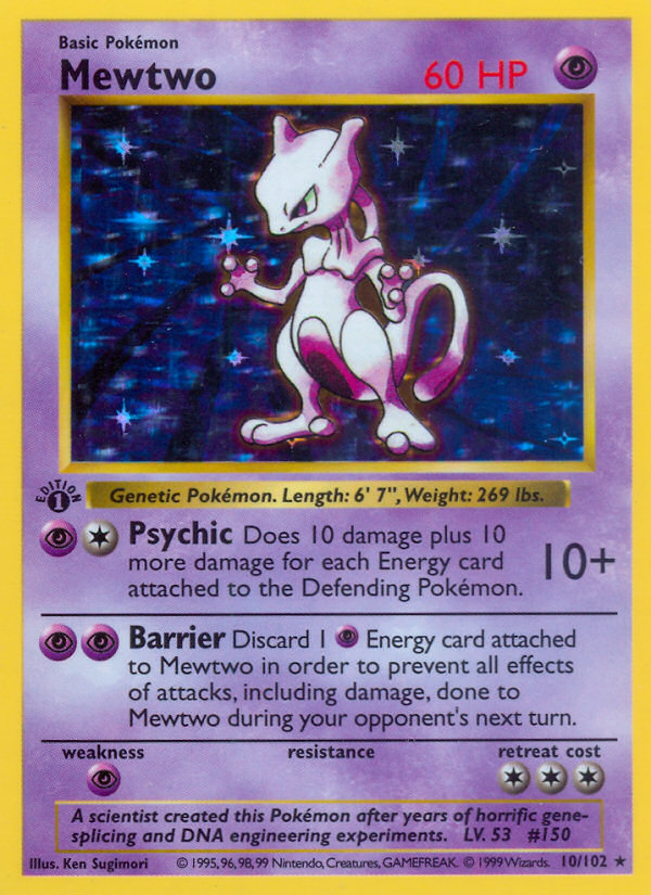 Mewtwo (10/102) (Shadowless) [Base Set 1st Edition] | Amazing Games TCG