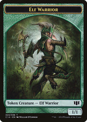 Elephant // Elf Warrior Double-sided Token [Commander 2014 Tokens] | Amazing Games TCG