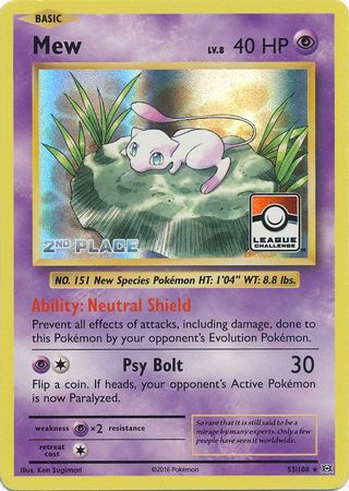 Mew (53/108) (League Promo 2nd Place) [XY: Evolutions] | Amazing Games TCG