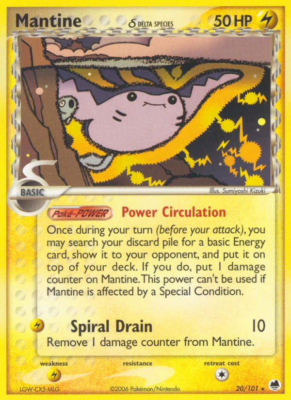 Mantine (20/101) (Delta Species) [EX: Dragon Frontiers] | Amazing Games TCG