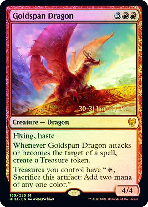 Goldspan Dragon  [Kaldheim Prerelease Promos] | Amazing Games TCG