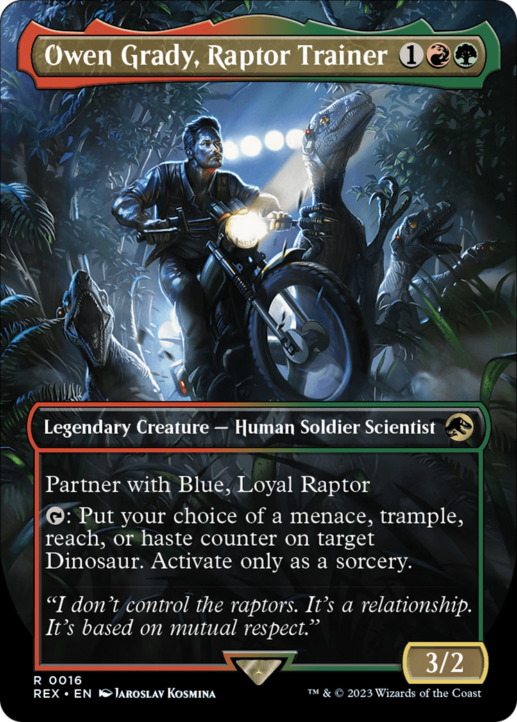 Owen Grady, Raptor Trainer (Borderless) [Jurassic World Collection] | Amazing Games TCG