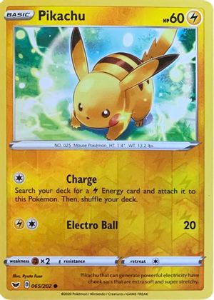 Pikachu (065/202) (Reverse Cosmos Holo) [Sword & Shield: Base Set] | Amazing Games TCG