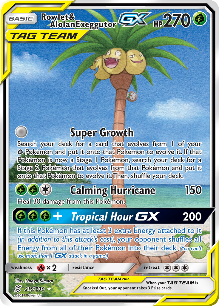 Rowlet & Alolan Exeggutor GX (215/236) [Sun & Moon: Unified Minds] | Amazing Games TCG