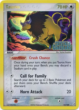 Tauros (12/100) (Stamped) [EX: Crystal Guardians] | Amazing Games TCG