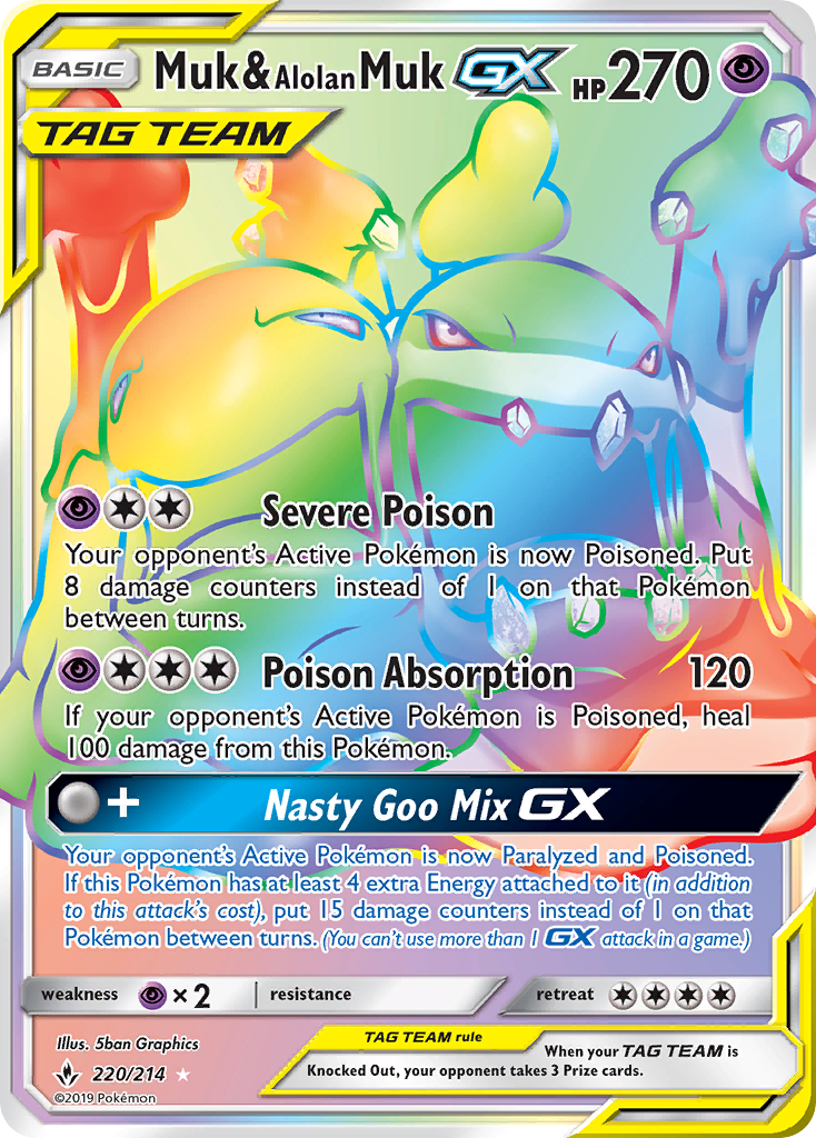 Muk & Alolan Muk GX (220/214) [Sun & Moon: Unbroken Bonds] | Amazing Games TCG