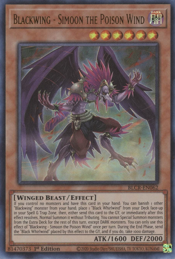 Blackwing - Simoon the Poison Wind [BLCR-EN062] Ultra Rare | Amazing Games TCG