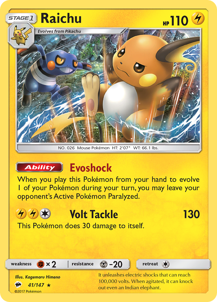 Raichu (41/147) [Sun & Moon: Burning Shadows] | Amazing Games TCG