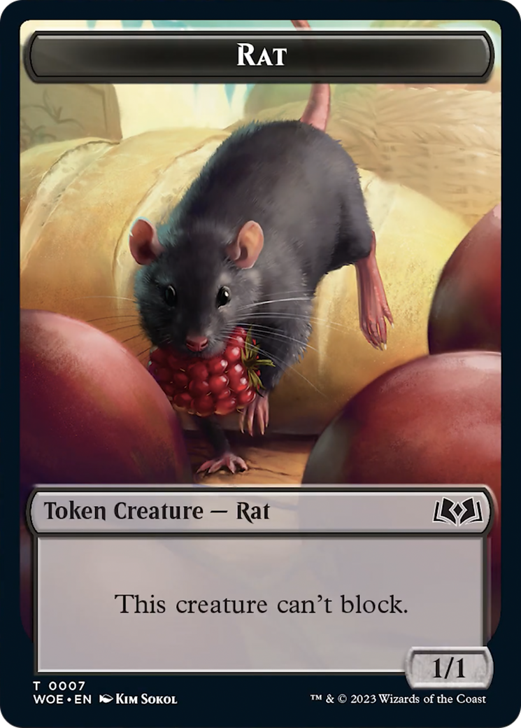 Rat // Food (0010) Double-Sided Token [Wilds of Eldraine Tokens] | Amazing Games TCG