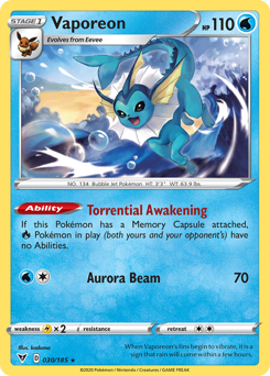 Vaporeon (030/185) [Sword & Shield: Vivid Voltage] | Amazing Games TCG