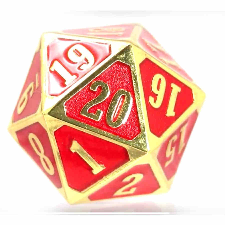 ROLL DOWN D20 COUNTER - SHINY GOLD AND RUBY | Amazing Games TCG