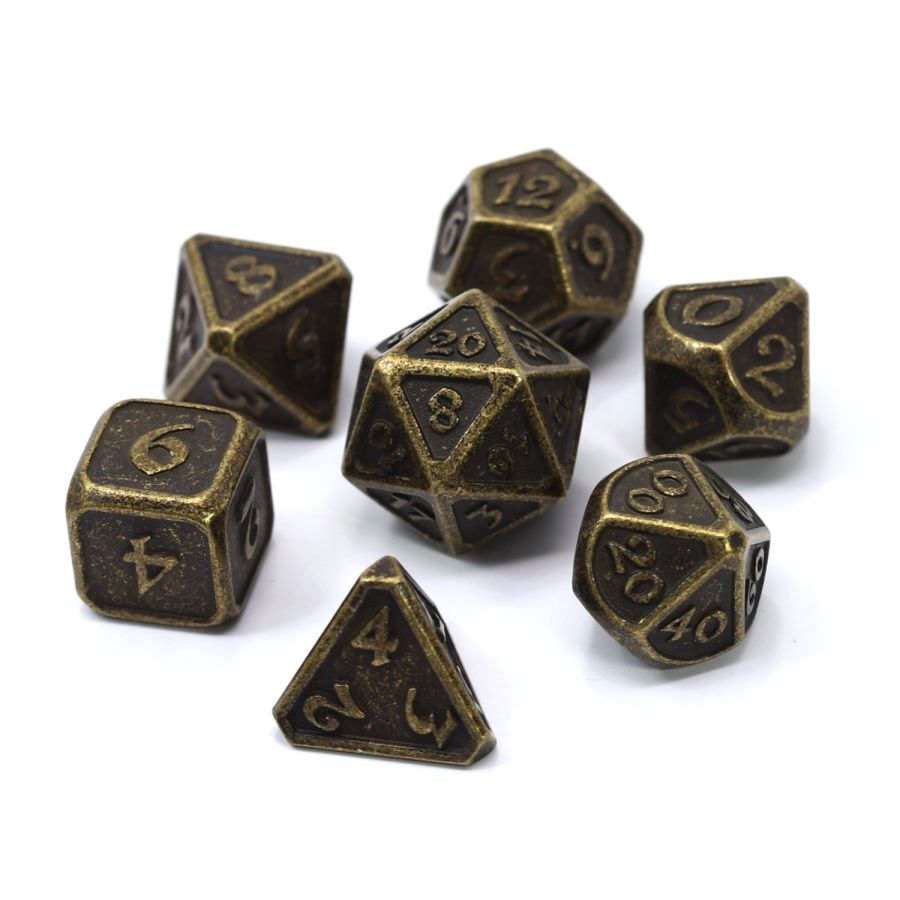 MYTHICA METAL 7CT POLY DICE SET - DARK GOLD | Amazing Games TCG