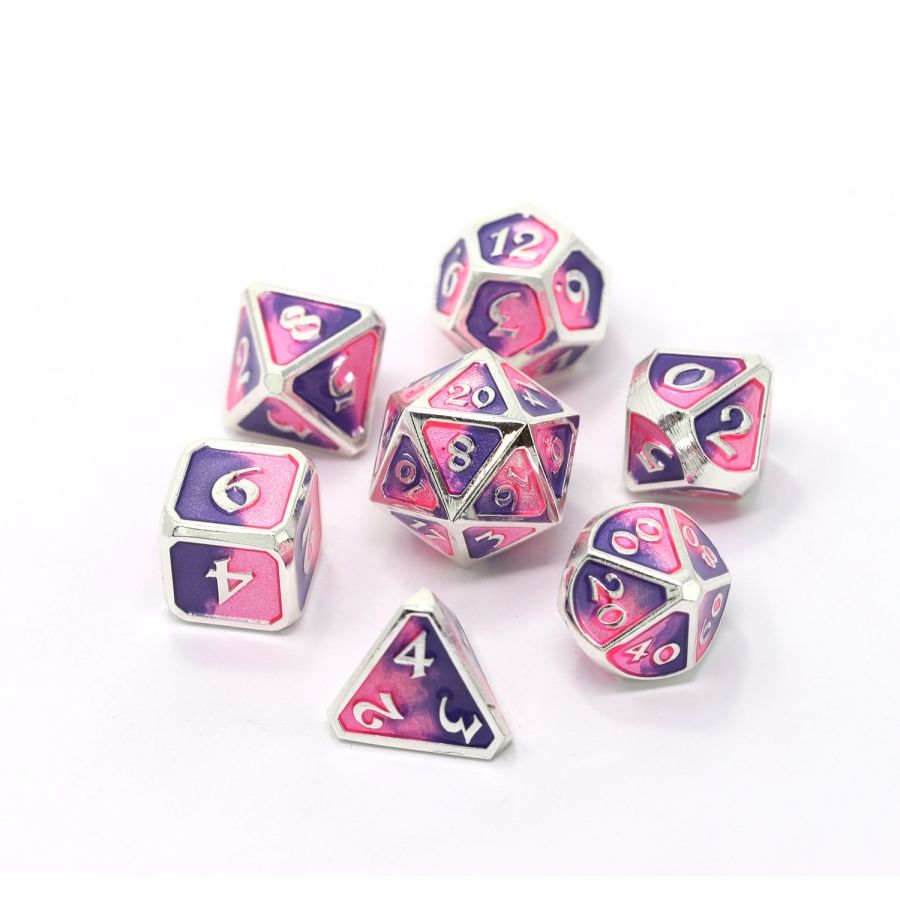 SPELLBINDER METAL 7CT POLY DICE SET - FAE QUEEN (PINK/PURPLE) | Amazing Games TCG