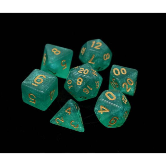 7CT HAKURO WITH GOLD POLY DICE SET