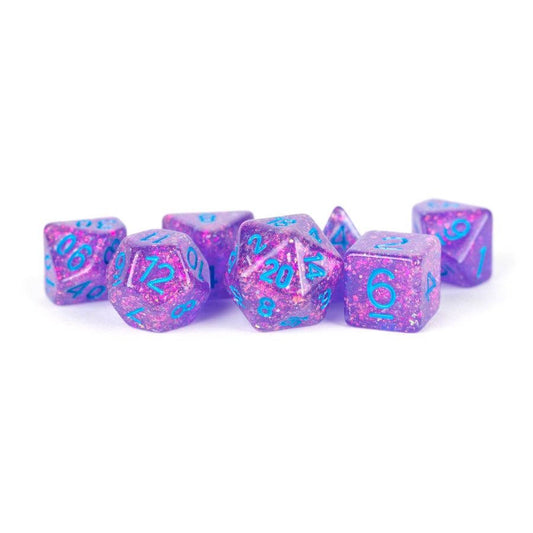 7 COUNT POLYHEDRAL SET: FLASH - PURPLE - 16MM RESIN