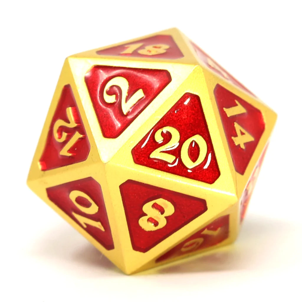 Single d20 - Mythica Satin Gold Ruby | Amazing Games TCG